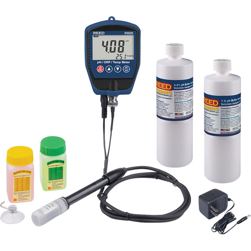 Trousse pH/mV-m&egrave;tre avec solution tampon et adaptateur d'alimentation Rock Safety Industrial Ltd