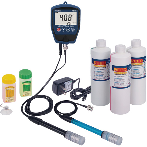 R3525 pH/mV Meter with ORP Electrode, pH/Conductivity Solutions & Power Adapter Kit Rock Safety Industrial Ltd