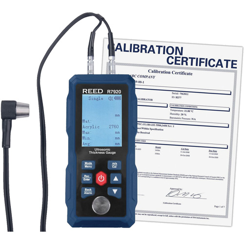 Thickness Gauge with Calibration Certificate, Digital Display, Ultrasound, 0.04" - 11.8" (1 mm - 300 mm) Range Rock Safety Industrial Ltd