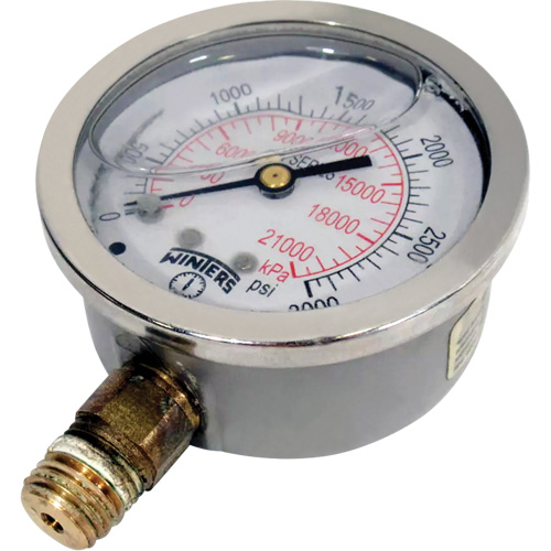 Manom&egrave;tre en acier inoxydable,  2-1/2", 0 - 3000 psi, Fixation inf&eacute;rieure, Analogique rempli de liquide Rock Safety Industrial Ltd