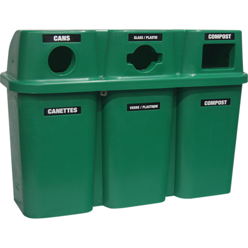 Contenants de recyclage Bullseye, Bord de rue, Plastique, 3 x 22 gal. US Rock Safety Industrial Ltd