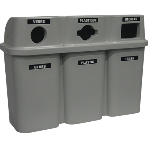 Recycling Containers Bullseye, Curbside, Plastic, 3 x 22 US Gal. Rock Safety Industrial Ltd