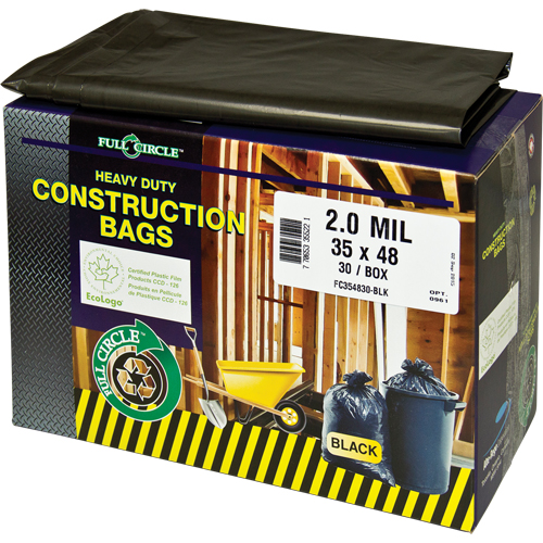 Sacs pour d&eacute;chets pour entrepreneurs, Fort, 30" la x 48" lo, 2 mils, Noir, Capacit&eacute; 121,13 L (32 gal.) Rock Safety Industrial Ltd