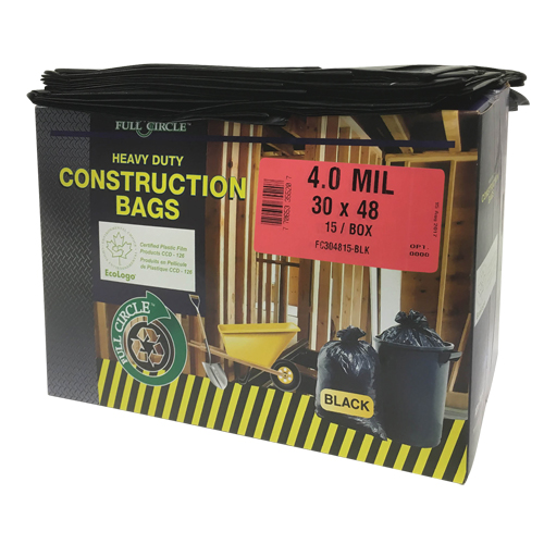 Sacs pour d&eacute;chets pour entrepreneurs, Fort, 30" la x 48" lo, 4 mils, Noir, Capacit&eacute; 124,91 L (33 gal.) Rock Safety Industrial Ltd