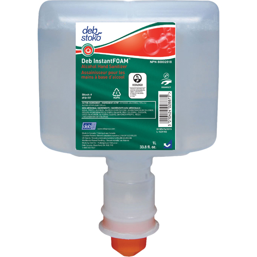 InstantFoam&reg; Sanitizer, 1000 ml, Cartridge Refill, 72% Alcohol Rock Safety Industrial Ltd