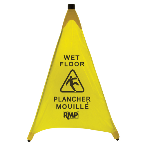 C&ocirc;ne de s&eacute;curit&eacute; &agrave; d&eacute;ploiement pour plancher mouill&eacute;, Bilingue avec pictogramme Rock Safety Industrial Ltd