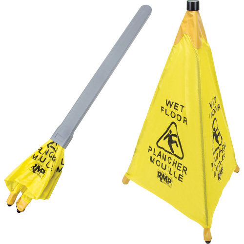 C&ocirc;ne de s&eacute;curit&eacute; &agrave; d&eacute;ploiement pour plancher mouill&eacute;, Bilingue avec pictogramme Rock Safety Industrial Ltd