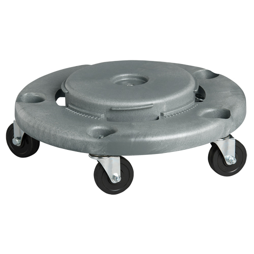 Waste Container Dolly, Polyethylene, Grey, Fits: 24" Dia. Rock Safety Industrial Ltd