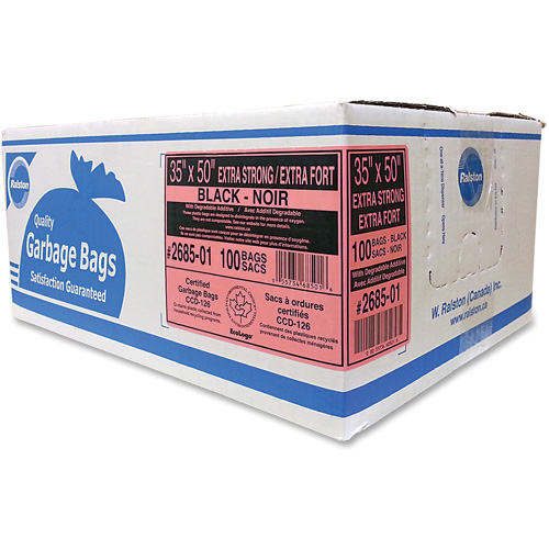 Industrial Garbage Bags, X-Strong, 50" W x 35" L, 1.17 mils, Black Rock Safety Industrial Ltd