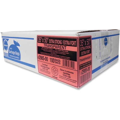Industrial Garbage Bags, X-Strong, 35" W x 50" L, 0.95 mils, Clear Rock Safety Industrial Ltd