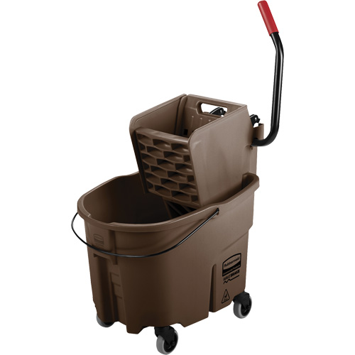 Ensemble de seau pour vadrouille et essoreuse WaveBrake, Pression lat&eacute;rale, 8,75 gal. US (35 pintes), Brun Rock Safety Industrial Ltd