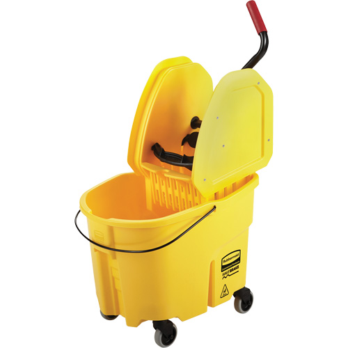 Ensemble de seau pour vadrouille et essoreuse WaveBrake, Pression vers le bas, 8,75 gal. US (35 pintes), Jaune Rock Safety Industrial Ltd