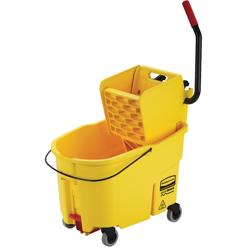 Ensemble de seau pour vadrouille et essoreuse WaveBrake, Pression lat&eacute;rale, 11 gal. US (44 pintes), Jaune Rock Safety Industrial Ltd