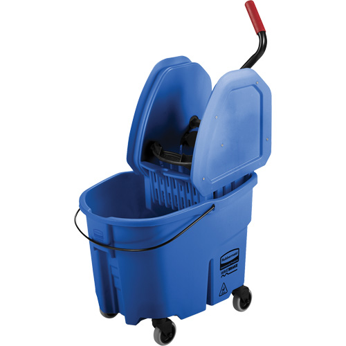 Ensemble de seau pour vadrouille et essoreuse WaveBrake, Pression vers le bas, 8,75 gal. US (35 pintes), Bleu Rock Safety Industrial Ltd