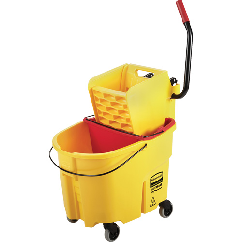 Ensemble de seau pour vadrouille et essoreuse WaveBrake, Pression lat&eacute;rale, 8,75 gal. US (35 pintes), Jaune Rock Safety Industrial Ltd