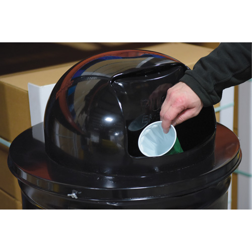 Drum Waste Disposal Top, Dome Lid, Metal, Fits Container Size: 23-1/2" Dia. Rock Safety Industrial Ltd