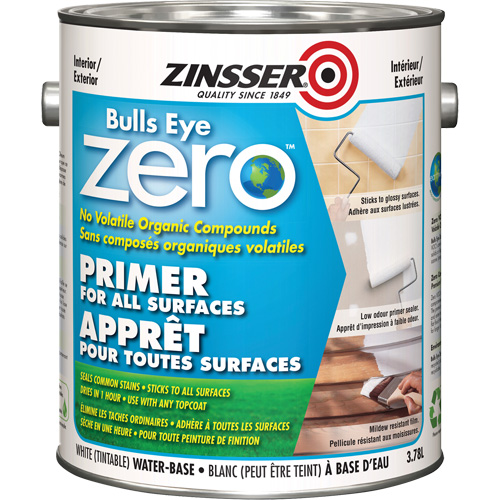 Bulls Eye Zero Low VOC Primer, 3.78 L, Gallon, Tintable White Rock Safety Industrial Ltd