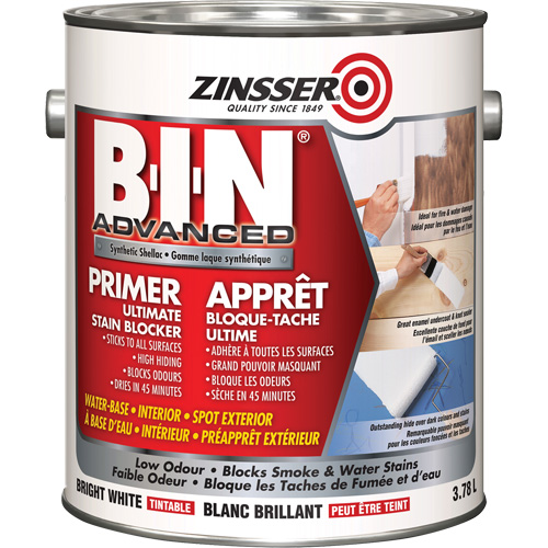 B-I-N&reg; Advanced Synthetic Shellac Based Primer, 3.78 L, Gallon, Tintable Bright White Rock Safety Industrial Ltd