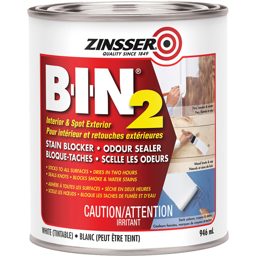 B-I-N&reg; 2 Primer, White, Very Flat, 946 ml, Can Rock Safety Industrial Ltd