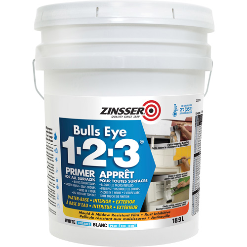 Bulls Eye 1-2-3&reg; Water-Base Primer, 18.9 L, Pail, White Rock Safety Industrial Ltd