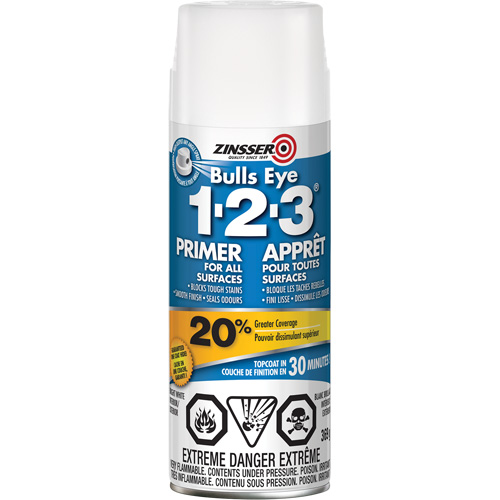 Bulls Eye 1-2-3&reg; Water-Base Primer, Aerosol Can, White Rock Safety Industrial Ltd