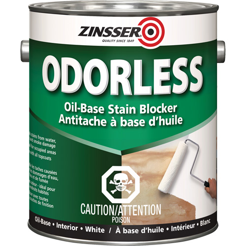 Odourless Oil-Base Stain Blocking Primer, White, Very Flat, 3.78 L, Gallon Rock Safety Industrial Ltd