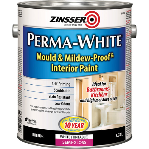Perma-White&reg; Mold & Mildew-Proof Interior Paint, 3.78 L, Gallon, White Rock Safety Industrial Ltd