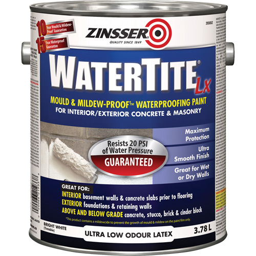 Watertite&reg; LX Mold & Mildew-Proof Waterproofing Paint, 3.78 L, Gallon, White Rock Safety Industrial Ltd