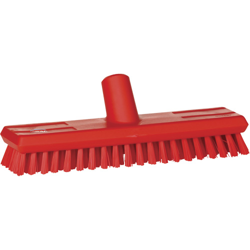 Brosse lave-pont aliment&eacute;e en eau, Crins Extra-ferme, 10-3/4", Polyester, Rouge Rock Safety Industrial Ltd
