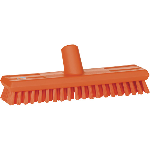 Brosse lave-pont aliment&eacute;e en eau, Crins Extra-ferme, 10-3/4", Polyester, Orange Rock Safety Industrial Ltd