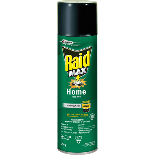 Raid&reg; Max&reg; Home Insect Killer Insecticide, 500 g, Aerosol Can, Solvent Base Rock Safety Industrial Ltd