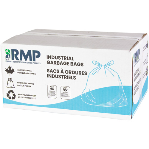 Industrial Garbage Bags, X-Strong, 26" W x 36" L, 1.2 mils, Black, 45 L (12 Gal.) Capacity Rock Safety Industrial Ltd