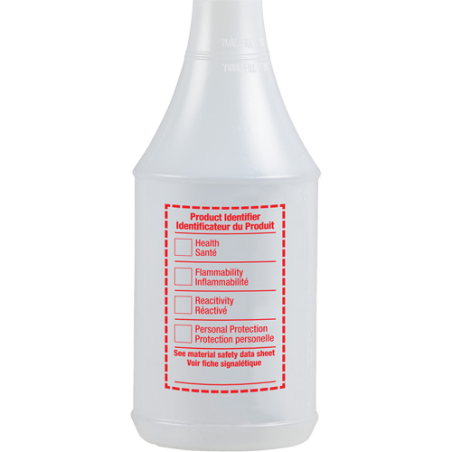 Bouteille &agrave; pulv&eacute;risateur ronde avec &eacute;tiquette SIMDUT, 24 oz Rock Safety Industrial Ltd