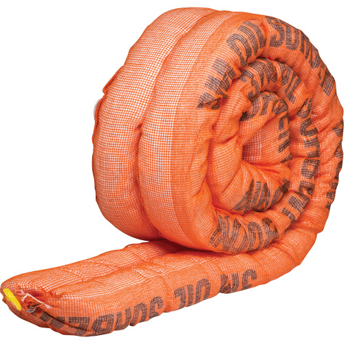 Barri&egrave;re de pollution absorbante double pour produits p&eacute;troliers, Huile seulement, 10' lo x 4" la, Absorption 36,8 gal Rock Safety Industrial Ltd
