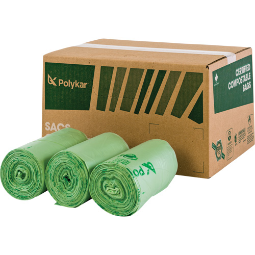 Sacs certifi&eacute;s compostables, R&eacute;gulier, 17" lo x 17" la, Vert, Capacit&eacute; de 10 L (3 gal.) Rock Safety Industrial Ltd