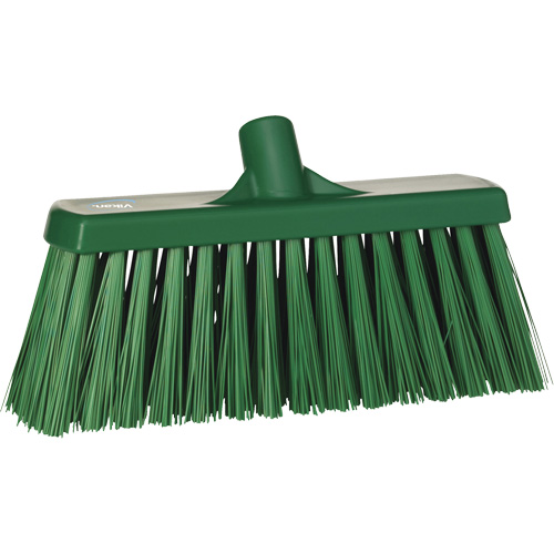 Heavy-Duty Push Broom, Stiff Bristles, 13", Polyester, Green Rock Safety Industrial Ltd