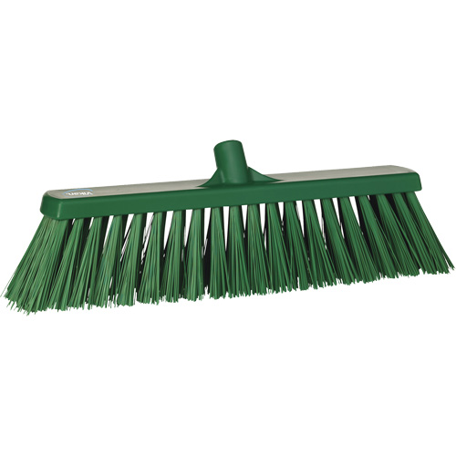 Heavy-Duty Push Broom, Stiff Bristles, 20", Polyester, Green Rock Safety Industrial Ltd