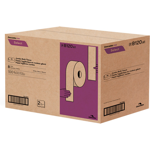 Papier hygi&eacute;nique Pro Select, Rouleau G&eacute;ant, 2 Pli, Longueur 900', Blanc Rock Safety Industrial Ltd