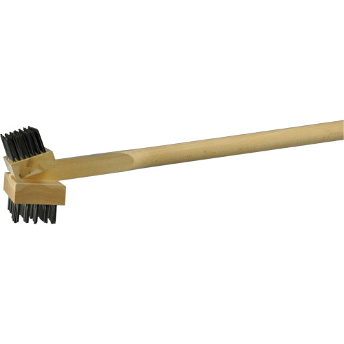 Brosse commerciale double face pour r&ocirc;tissoire et gril, Acier au carbone/Fil en acier plat, Longueur 30" Rock Safety Industrial Ltd