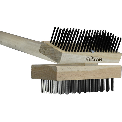 Brosse commerciale double face pour r&ocirc;tissoire et gril, Acier au carbone/Fil en acier plat, Longueur 30" Rock Safety Industrial Ltd
