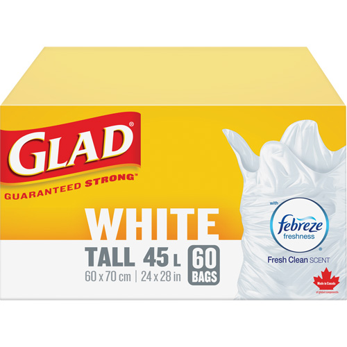 Tall 45L Febreze Garbage Bags, Regular, 24" W x 28" L, White Rock Safety Industrial Ltd