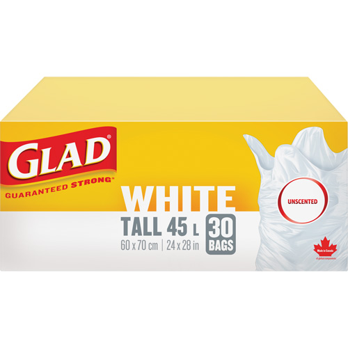 Tall 45L Unscented Garbage Bags, Regular, 24" W x 28" L, White Rock Safety Industrial Ltd