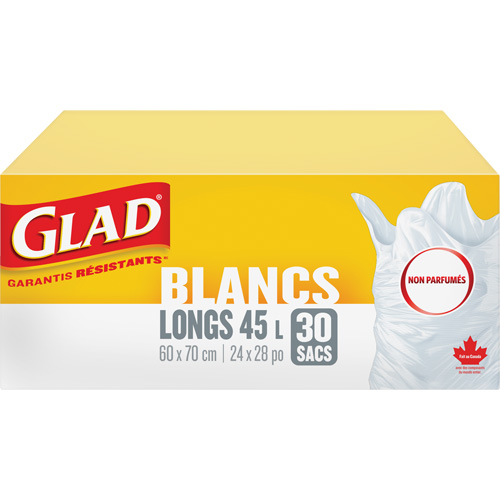 Tall 45L Unscented Garbage Bags, Regular, 24" W x 28" L, White Rock Safety Industrial Ltd