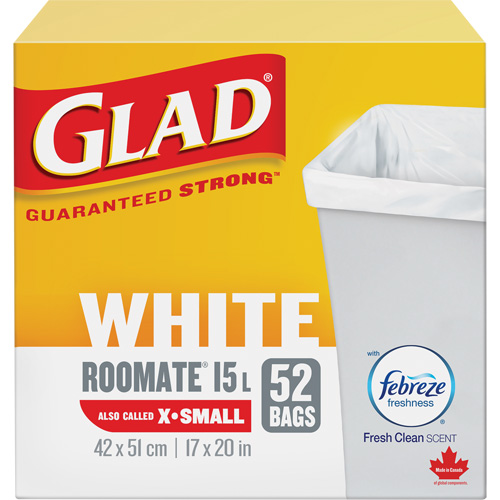 X-Small 15L Roommate Febreze Garbage Bags, Regular, 17" W x 20" L, White Rock Safety Industrial Ltd