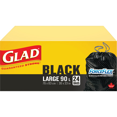 Sacs &agrave; ordures 90 L, R&eacute;gulier, 30" la x 33" lo, Noir Rock Safety Industrial Ltd