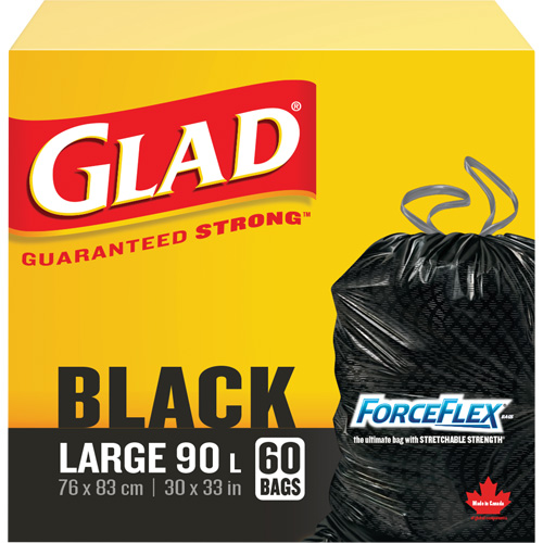 90L Garbage Bags, Regular, 30" W x 33" L, Black Rock Safety Industrial Ltd