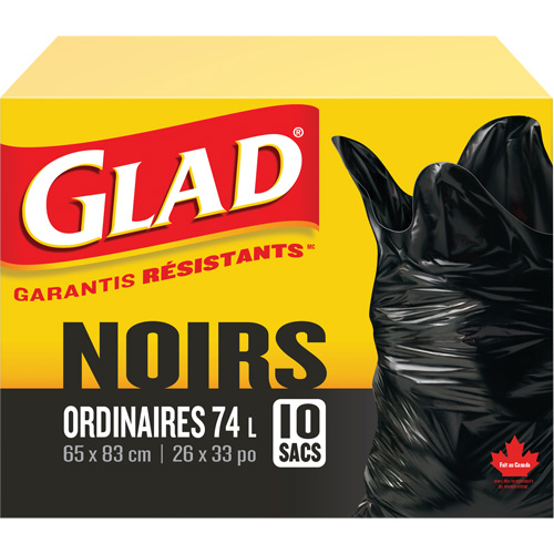 Sacs &agrave; ordures 74 L, R&eacute;gulier, 26" la x 33" lo, Noir Rock Safety Industrial Ltd