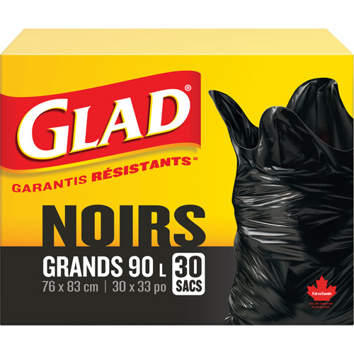 Sacs &agrave; ordures 90 L, R&eacute;gulier, 30" la x 33" lo, Noir Rock Safety Industrial Ltd