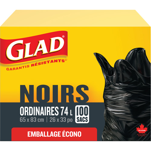 74L Garbage Bags, Regular, 26" W x 33" L, Black Rock Safety Industrial Ltd