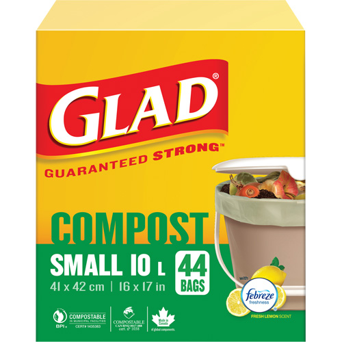 Small Compostable Bags, Regular, 17" L x 16" W, Brown, 10 L (3 Gal.) Capacity Rock Safety Industrial Ltd